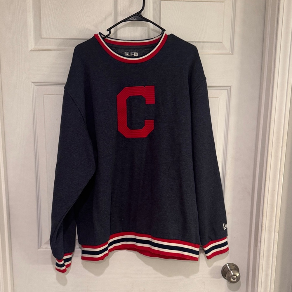 New Era Navy Crewneck Sweater with Red Accent